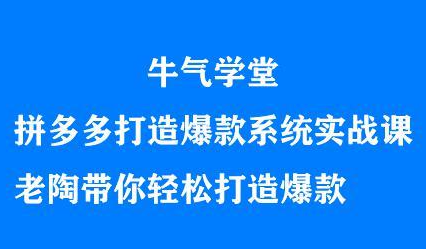 牛气学堂拼多多打造爆款系统实战课，老陶带你轻松打造爆款