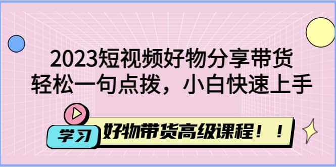 2023短视频好物分享带货，好物带货高级课程，轻松一句点拨，小白快速上手