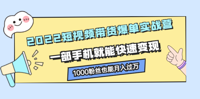 短视频带货爆单实战营，一部手机就能快速变现