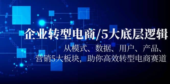 企业转型电商5大底层逻辑，从模式 数据 用户 产品 营销5大板块，高效转型