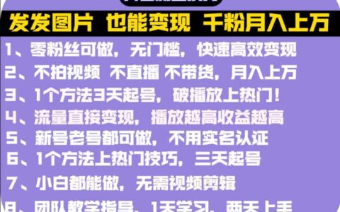 抖音发图就能赚钱：千粉月入上万实操文档，全是干货