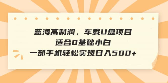 蓝海高利润，车载U盘项目，适合0基础小白，一部手机轻松实现日入500