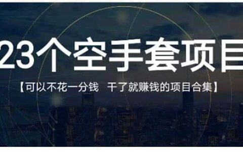 23个空手套项目大合集，0成本0投入，干了就赚钱纯空手套生意经