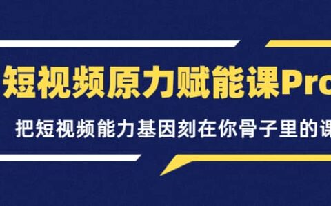 短视频原力赋能课Pro，把短视频能力基因刻在你骨子里的课（价值4999元）