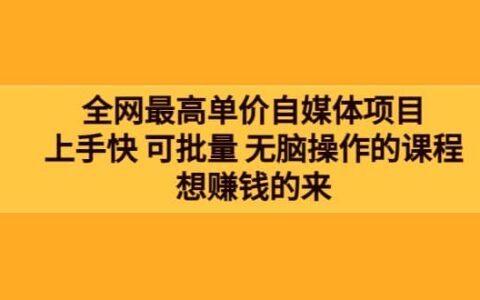 全网最单高价自媒体项目：上手快 可批量 无脑操作的课程，想赚钱的来