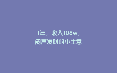 1年，收入108w，闷声发财的小生意