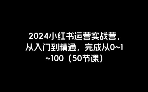 2024小红书运营实战营，从入门到精通，完成从0~1~100（50节课）