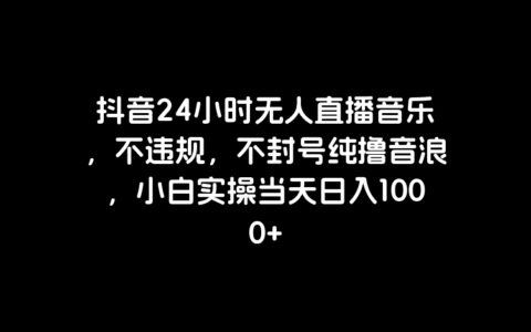 抖音24小时无人直播音乐，不违规，不封号纯撸音浪，小白实操当天日入1000+