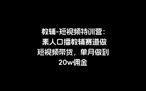 教辅-短视频特训营： 素人口播教辅赛道做短视频带货，单月做到20w佣金