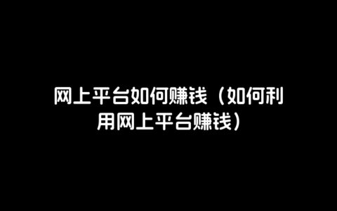 网上平台如何赚钱（如何利用网上平台赚钱）