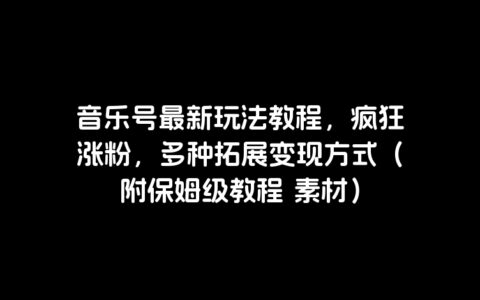 音乐号最新玩法教程，疯狂涨粉，多种拓展变现方式（附保姆级教程 素材）