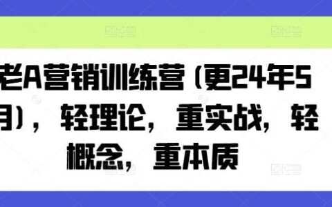 老A营销训练营(更24年6月)，轻理论，重实战，轻概念，重本质