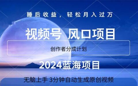 （11388期）2024蓝海项目，3分钟自动生成视频，月入过万