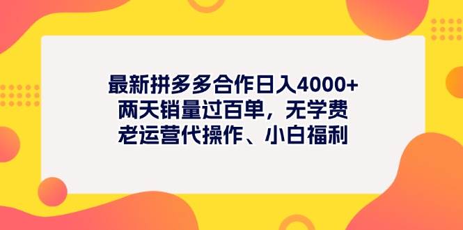 （11410期）最新拼多多项目日入4000+两天销量过百单，无学费、老运营代操作、小白福利