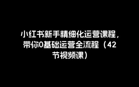 小红书新手精细化运营课程，带你0基础运营全流程（42节视频课）