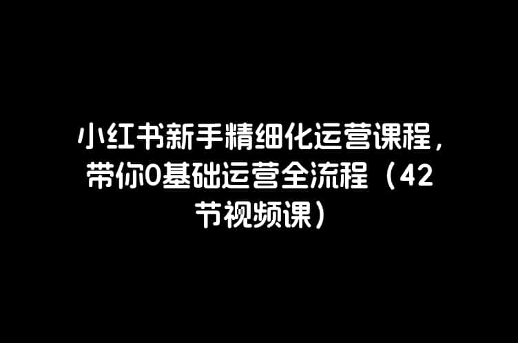 小红书新手精细化运营课程，带你0基础运营全流程（42节视频课）