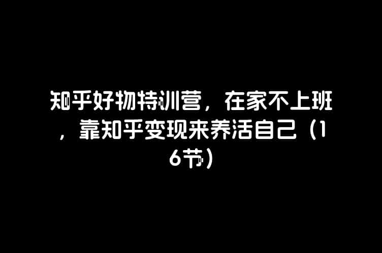 知乎好物特训营，在家不上班，靠知乎变现来养活自己（16节）