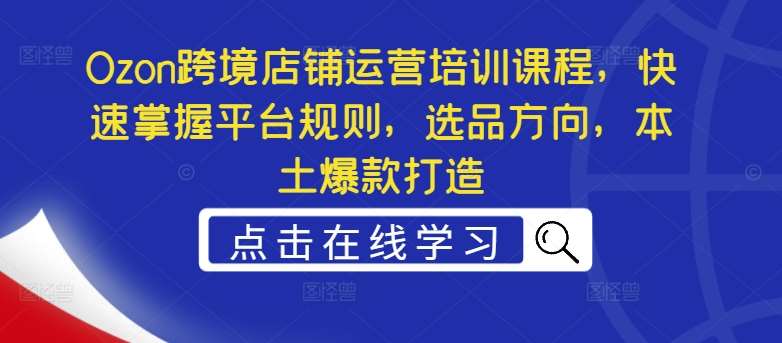 Ozon跨境店铺培训课程图