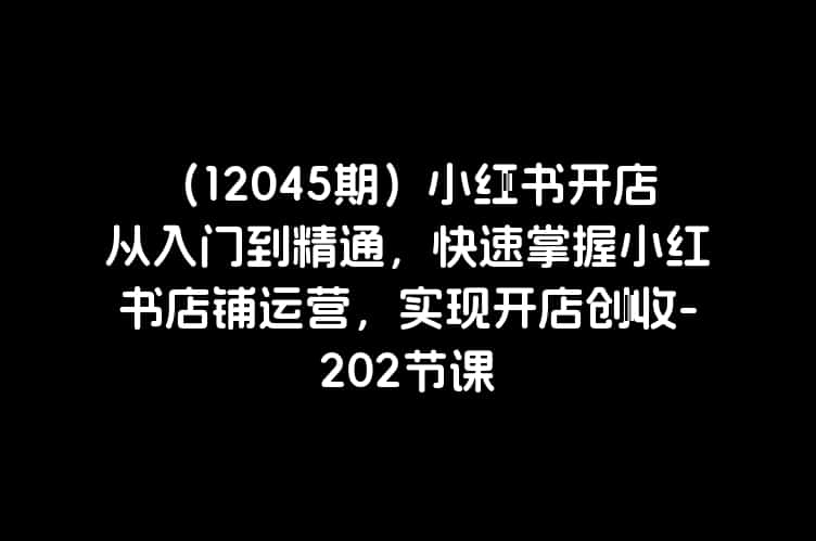 （12045期）小红书开店从入门到精通，快速掌握小红书店铺运营，实现开店创收-202节课