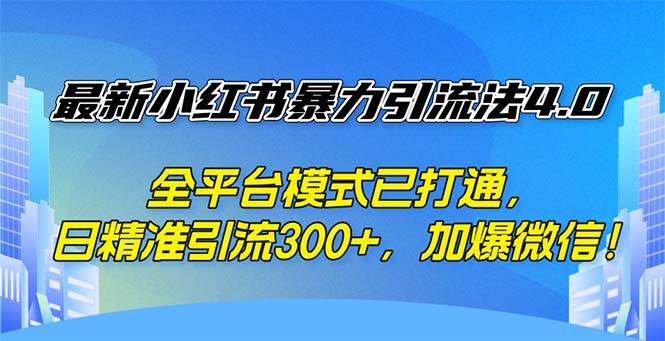 （12505期）最新小红书暴力引流法4.0， 全平台模式已打通，日精准引流300+，加爆微...