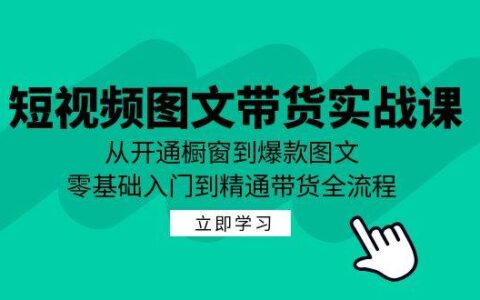 （12655期）短视频图文带货实战课：从开通橱窗到爆款图文，零基础入门到精通带货