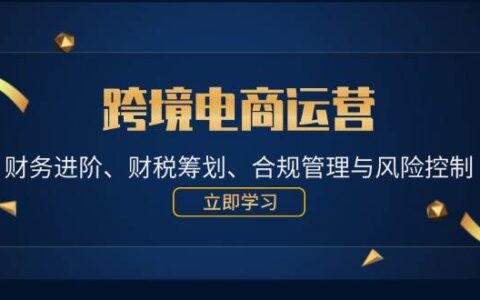 （12592期）跨境电商运营：财务进阶、财税筹划、合规管理与风险控制