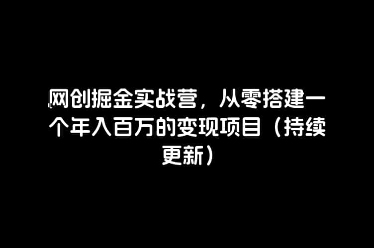 网创掘金实战营，从零搭建一个年入百万的变现项目（持续更新）