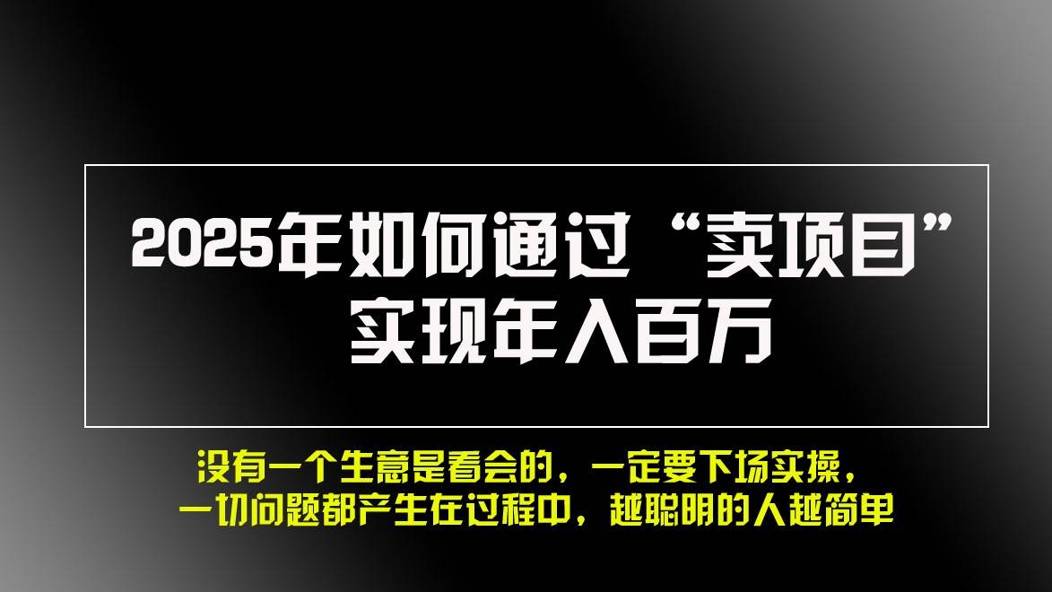 2025年如何通过“卖项目”实现年入百万