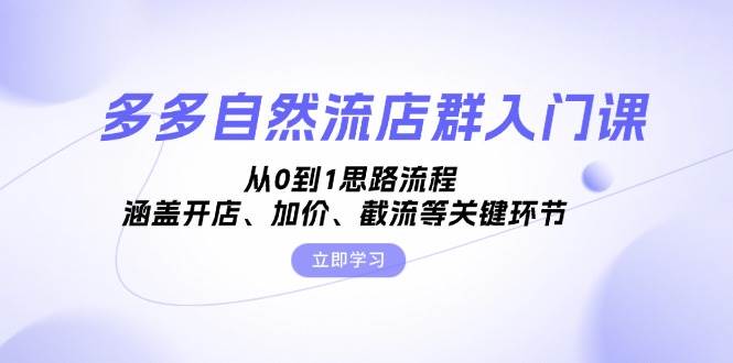 （13279期）多多自然流店群入门课，从0到1思路流程，涵盖开店、加价、截流等关键环节